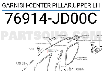 Nissan 76914JD00C GARNISH-CENTER PILLAR,UPPER LH