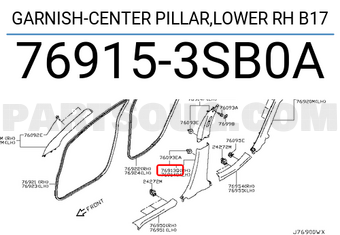 Nissan 769153SB0A GARNISH-CENTER PILLAR,LOWER RH B17
