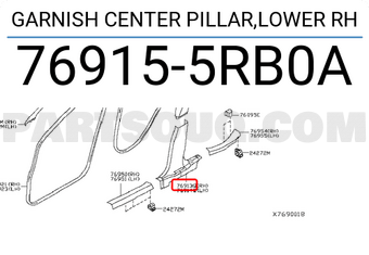 Nissan 769155RB0A GARNISH CENTER PILLAR,LOWER RH
