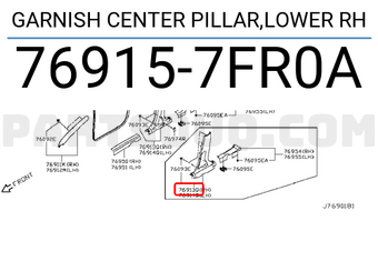 Nissan 769157FR0A GARNISH CENTER PILLAR,LOWER RH