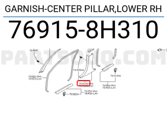Nissan 769158H310 GARNISH-CENTER PILLAR,LOWER RH