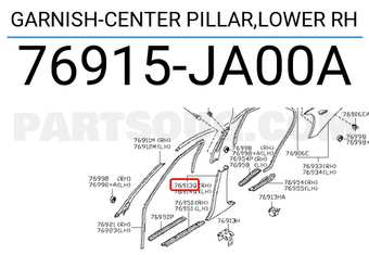 Nissan 76915JA00A GARNISH-CENTER PILLAR,LOWER RH