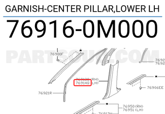 Nissan 769160M000 GARNISH-CENTER PILLAR,LOWER LH