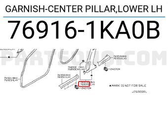 Nissan 769161KA0B GARNISH-CENTER PILLAR,LOWER LH