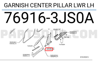 Nissan 769163JS0A GARNISH CENTER PILLAR LWR LH