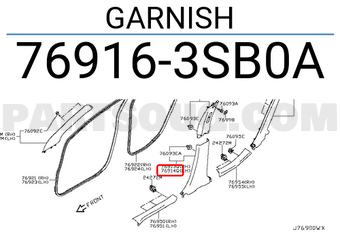 Nissan 769163SB0A GARNISH