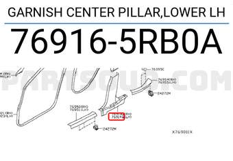 Nissan 769165RB0A GARNISH CENTER PILLAR,LOWER LH