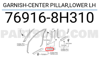 Nissan 769168H310 GARNISH-CENTER PILLAR,LOWER LH