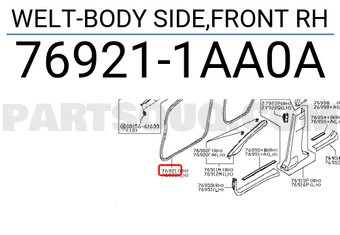 Nissan 769211AA0A WELT-BODY SIDE,FRONT RH