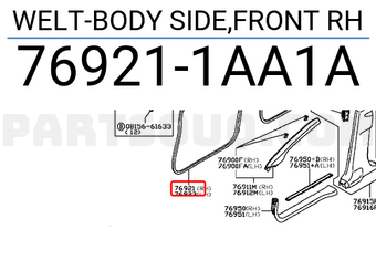 Nissan 769211AA1A WELT-BODY SIDE,FRONT RH