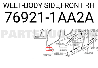 Nissan 769211AA2A WELT-BODY SIDE,FRONT RH