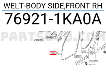 Nissan 769211KA0A WELT-BODY SIDE,FRONT RH
