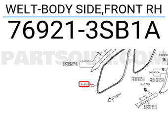Nissan 769213SB1A WELT-BODY SIDE,FRONT RH