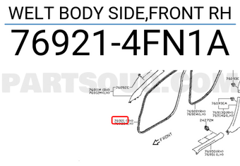 Nissan 769214FN1A WELT BODY SIDE,FRONT RH