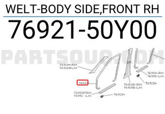 Nissan 7692150Y00 WELT-BODY SIDE,FRONT RH