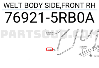 Nissan 769215RB0A WELT BODY SIDE,FRONT RH