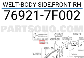 Nissan 769217F002 WELT-BODY SIDE,FRONT RH