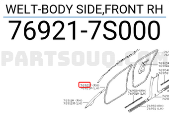 Nissan 769217S000 WELT-BODY SIDE,FRONT RH