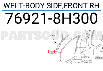 Nissan 769218H300 WELT-BODY SIDE,FRONT RH