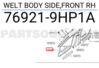 Nissan 769219HP1A WELT BODY SIDE,FRONT RH