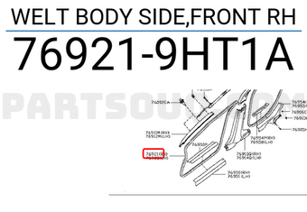 Nissan 769219HT1A WELT BODY SIDE,FRONT RH