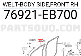 Nissan 76921EB700 WELT-BODY SIDE,FRONT RH