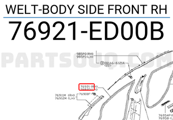 Nissan 76921ED00B WELT-BODY SIDE FRONT RH