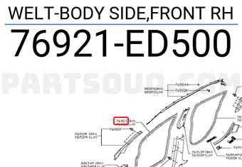 Nissan 76921ED500 WELT-BODY SIDE,FRONT RH
