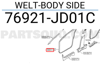 Nissan 76921JD01C WELT-BODY SIDE