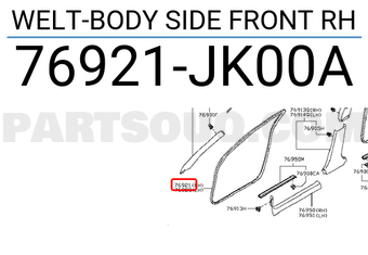 Nissan 76921JK00A WELT-BODY SIDE FRONT RH