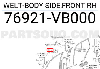 Nissan 76921VB000 WELT-BODY SIDE,FRONT RH