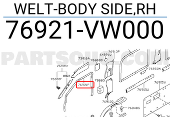 Nissan 76921VW000 WELT-BODY SIDE,RH