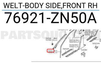 Nissan 76921ZN50A WELT-BODY SIDE,FRONT RH