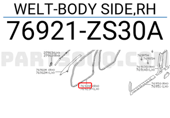 Nissan 76921ZS30A WELT-BODY SIDE,RH