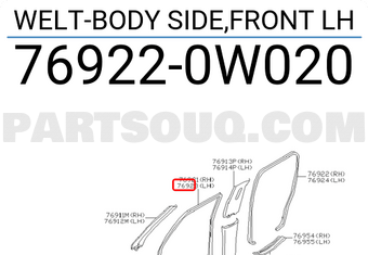 Nissan 769220W020 WELT-BODY SIDE,FRONT LH