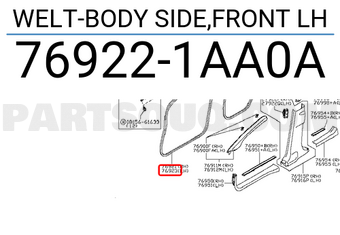 Nissan 769221AA0A WELT-BODY SIDE,FRONT LH