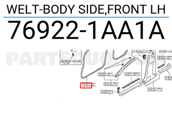 Nissan 769221AA1A WELT-BODY SIDE,FRONT LH