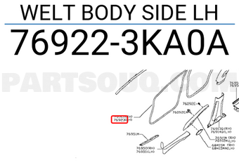 Nissan 769223KA0A WELT BODY SIDE LH