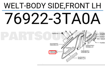 Nissan 769223TA0A WELT-BODY SIDE,FRONT LH