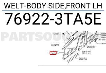Nissan 769223TA5E WELT-BODY SIDE,FRONT LH