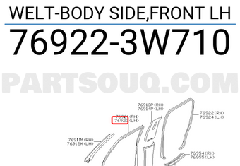 Nissan 769223W710 WELT-BODY SIDE,FRONT LH