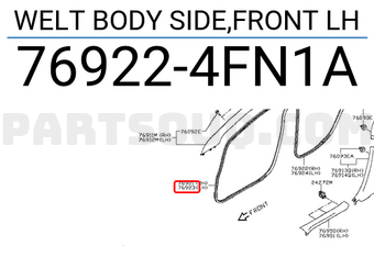 Nissan 769224FN1A WELT BODY SIDE,FRONT LH