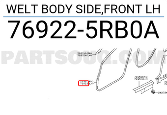 Nissan 769225RB0A WELT BODY SIDE,FRONT LH