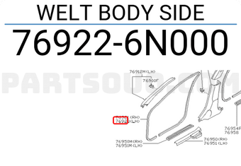 Nissan 769226N000 WELT BODY SIDE