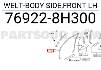 Nissan 769228H300 WELT-BODY SIDE,FRONT LH