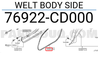 Nissan 76922CD000 WELT BODY SIDE