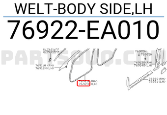 Nissan 76922EA010 WELT-BODY SIDE,LH