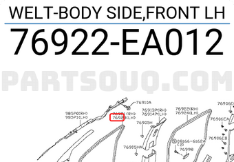 Nissan 76922EA012 WELT-BODY SIDE,FRONT LH
