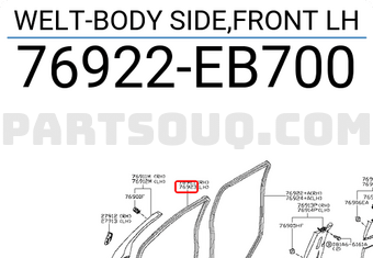 Nissan 76922EB700 WELT-BODY SIDE,FRONT LH