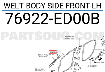 Nissan 76922ED00B WELT-BODY SIDE FRONT LH